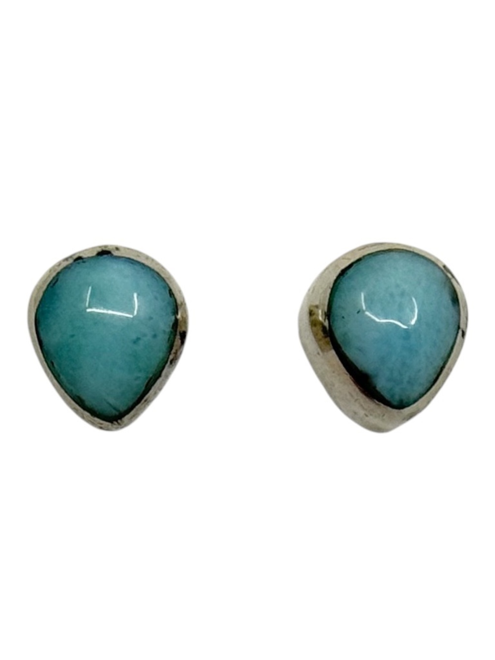 Hand Made sterling silver Larimar stud earrings - GM521